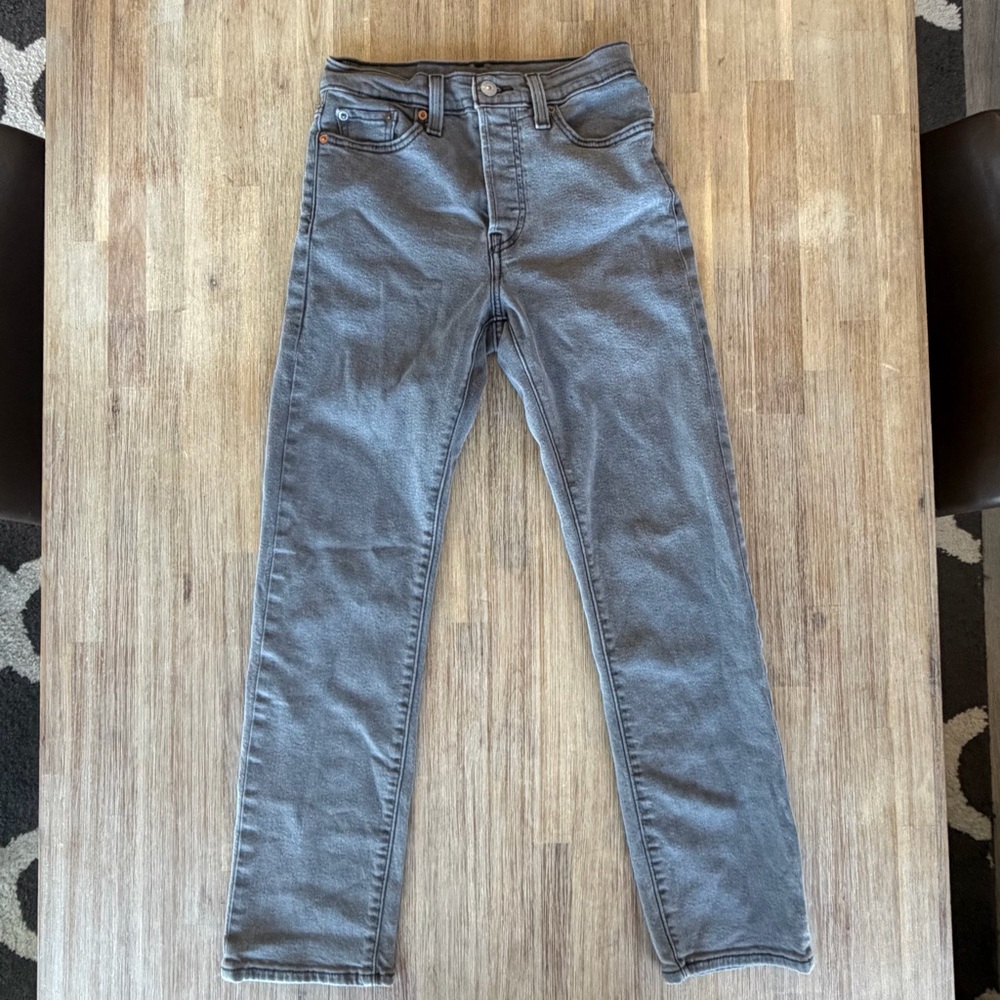 Levi’s 511 Slim Fit Jeans Gray Wash Button Fly Size 26x27 (youth 14)